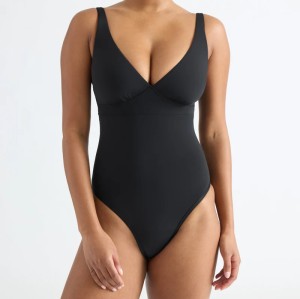 Deep v neck one piece swimsuits with adjustable straps lower back high leg swimwear