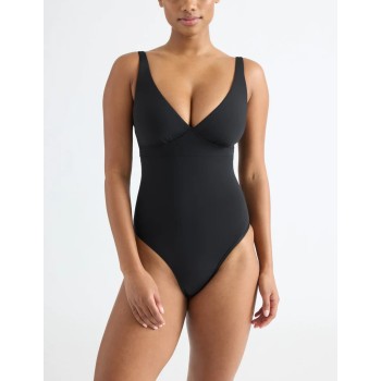 Deep v neck one piece swimsuits with adjustable straps lower back high leg swimwear