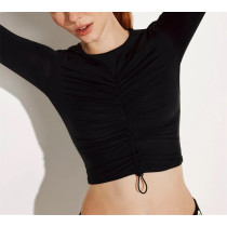 Women's ruched long sleeve tops lightweight close fit swim tops