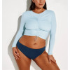 Women's ruched long sleeve tops lightweight close fit swim tops