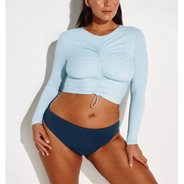 Women's ruched long sleeve tops lightweight close fit swim tops