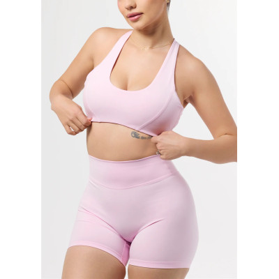 Scoop neck strappy back sports bra classic buttery soft gym bra