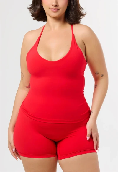 Women's light support v neck padded tank top cross back buttery soft sleeveless gym top
