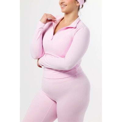 Women's long sleeve quarter zip yoga jackets light weight athletic fit fitness jackets