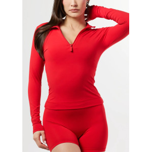 Women's long sleeve quarter zip yoga jackets light weight athletic fit fitness jackets