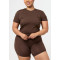 Breathable short sleeve fitted t shirts light weight stretchy tees for women