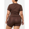 Breathable short sleeve fitted t shirts light weight stretchy tees for women