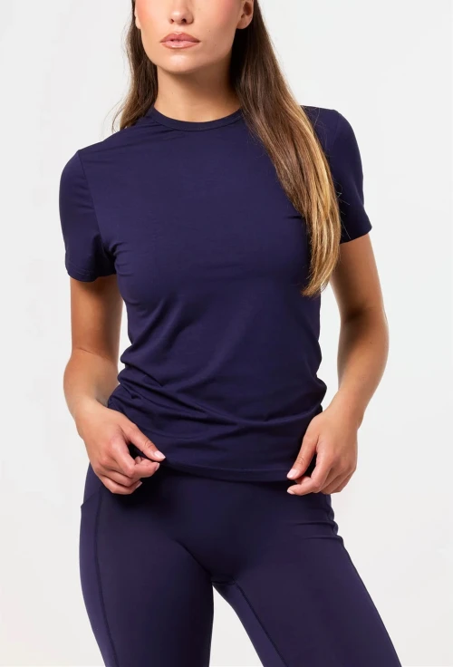 Breathable short sleeve fitted t shirts light weight stretchy tees for women