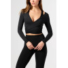 Long sleeve wrap top women's light weight ultra soft ballet crop top