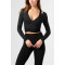 Long sleeve wrap top women's light weight ultra soft ballet crop top
