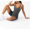 Women's square neck one piece bike shorts with open back adjustable strap short jumpsuits
