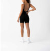 Women's square neck one piece bike shorts with open back adjustable strap short jumpsuits