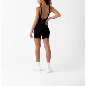 Women's square neck one piece bike shorts with open back adjustable strap short jumpsuits