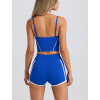 Women's scoop neck color block cropped tank with removable paddings