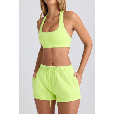 Women's athleisure style relaxed fit cotton shorts with side pockets