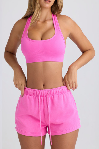 Women's athleisure style relaxed fit cotton shorts with side pockets