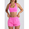Women's athleisure style relaxed fit cotton shorts with side pockets