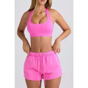 Women's athleisure style relaxed fit cotton shorts with side pockets