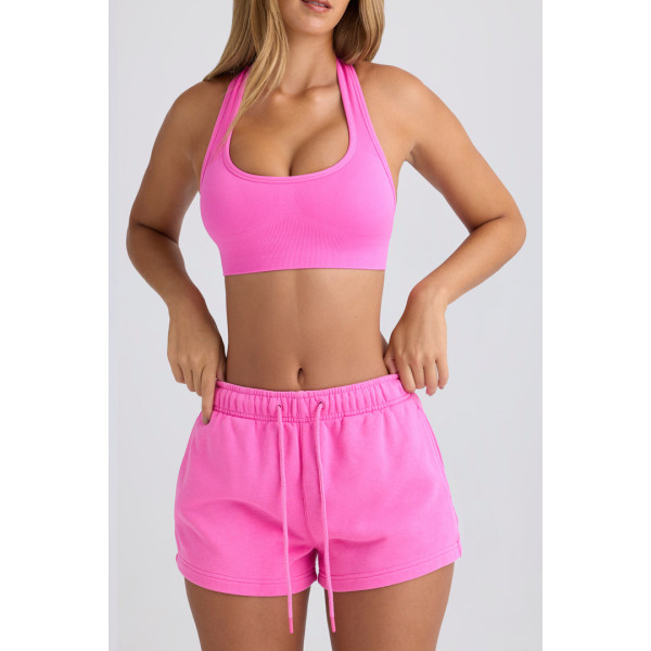 Women's athleisure style relaxed fit cotton shorts with side pockets
