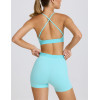 Women's scoop neck back cross sports bra medium support gym bra with adjustable straps