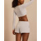 Women's brushed crop top long sleeve v neck fitted t shirts