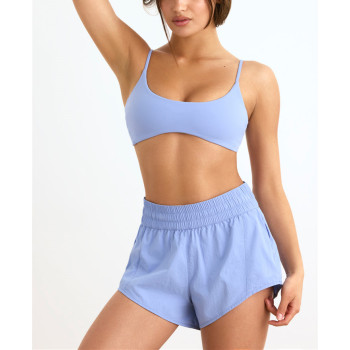 High waist elastic waist woven shorts light weight gym shorts