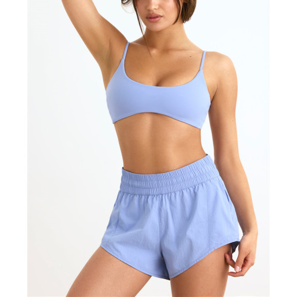 High waist elastic waist woven shorts light weight gym shorts