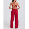 Women's mid rise adjustable waist wide leg pants athleisure style with side pockets