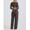 Women's mid rise adjustable waist wide leg pants athleisure style with side pockets