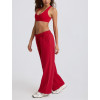 Women's mid rise adjustable waist wide leg pants athleisure style with side pockets