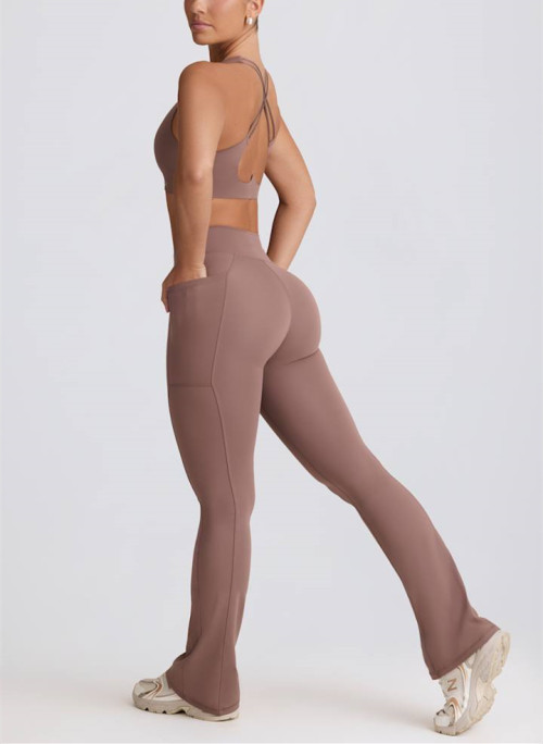 Tummy control contouring fit bootcut leggings with side pockets