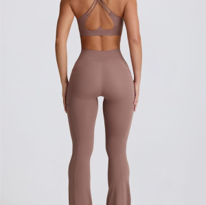 Tummy control contouring fit bootcut leggings with side pockets