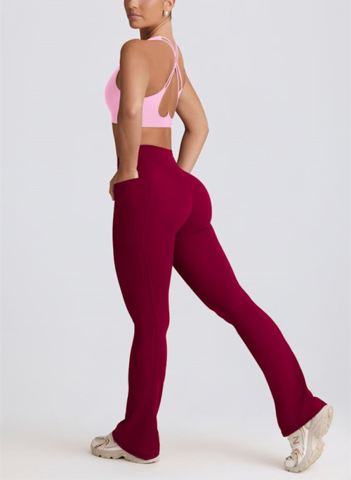 Tummy control contouring fit bootcut leggings with side pockets