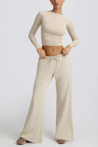 Low rise wide leg cotton pants for women soft cozy fit joggers