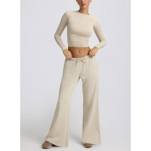 Low rise wide leg cotton pants for women soft cozy fit joggers
