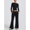 Low rise wide leg cotton pants for women soft cozy fit joggers
