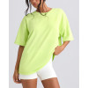 Short sleeve loose fit cotton t shirts for women light weight crew neck sports tees
