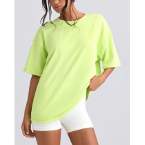 Short sleeve loose fit cotton t shirts for women light weight crew neck sports tees