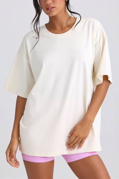 Short sleeve loose fit cotton t shirts for women light weight crew neck sports tees