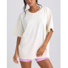 Short sleeve loose fit cotton t shirts for women light weight crew neck sports tees