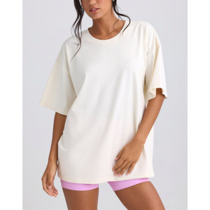Short sleeve loose fit cotton t shirts for women light weight crew neck sports tees