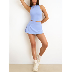 Lightweight mid rise A line mini skort with side slit classic tennis skirt with build in shorts
