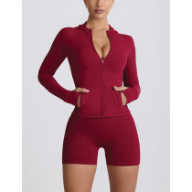 2025 women's zip up hooded yoga jackets with side pockets