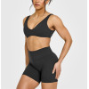 Plunge neck sexy medium support sports bra with low back