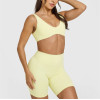 Plunge neck sexy medium support sports bra with low back