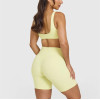 Plunge neck sexy medium support sports bra with low back
