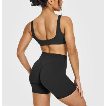 Plunge neck sexy medium support sports bra with low back