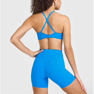 Back cross sports bra with adjustable straps V neckline twist yoga bralette