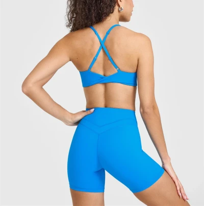 Back cross sports bra with adjustable straps V neckline twist yoga bralette