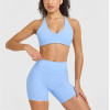 Back cross sports bra with adjustable straps V neckline twist yoga bralette